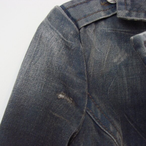 Vintage Y2K Miss Sixty Jacket Denim Jean Distressed Utility Gray Blue Medium - Picture 5 of 16